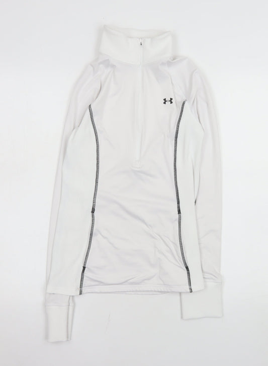 Under Armour Women White XS 1/2 Zip Fitted Hoodie Sweatshirt