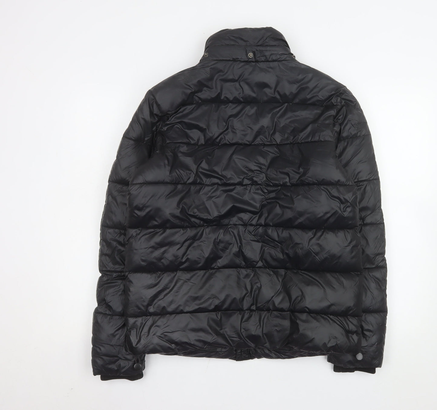 River Island Men's Black XS Puffer Jacket Nylon Zip Winter Coat