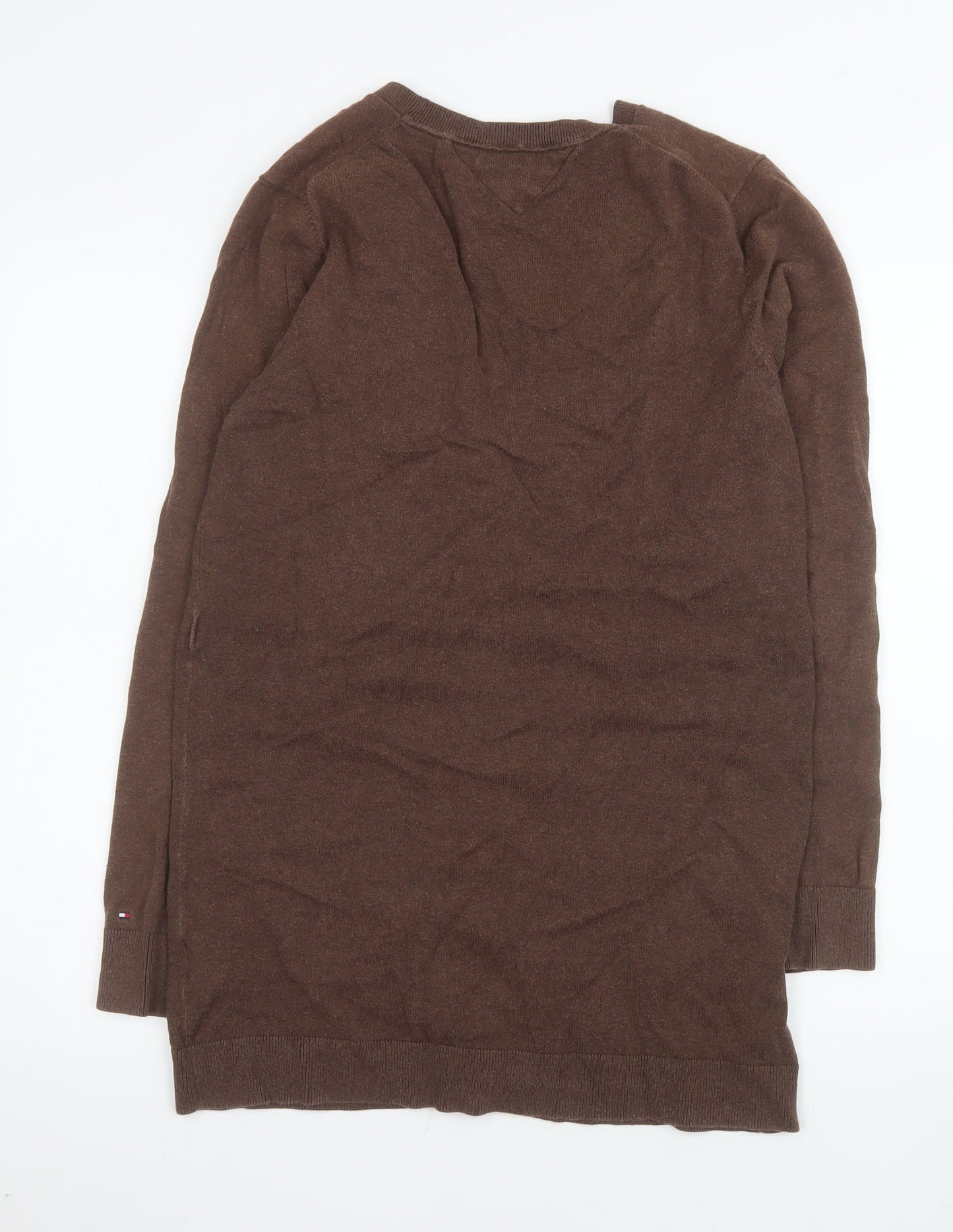 Tommy Hilfiger Women's Brown XL V-Neck Long Sleeve Cotton Cashmere Cardigan