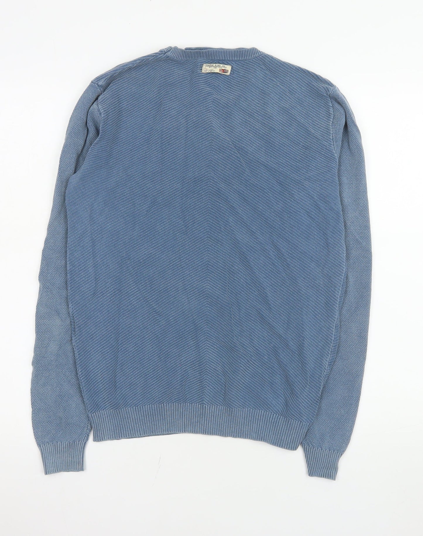 Pearly King Men's Blue Cotton Crew Neck Long Sleeve Jumper Size S