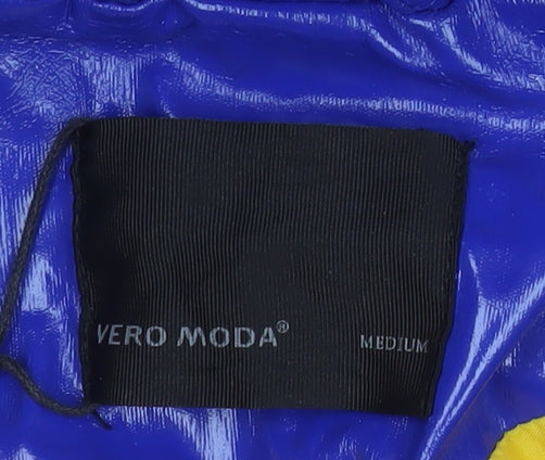 Vero Moda Women's Blue Hooded Waterproof Long Rain Coat Size M