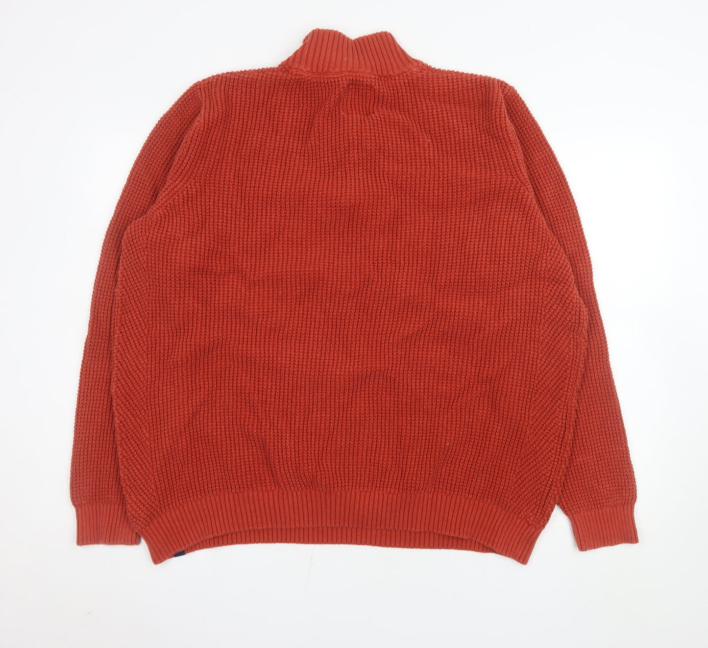Fat Face Men's Red 2XL Half Zip Cotton Knit Sweatshirt