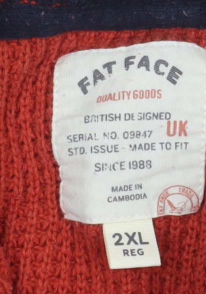 Fat Face Men's Red 2XL Half Zip Cotton Knit Sweatshirt