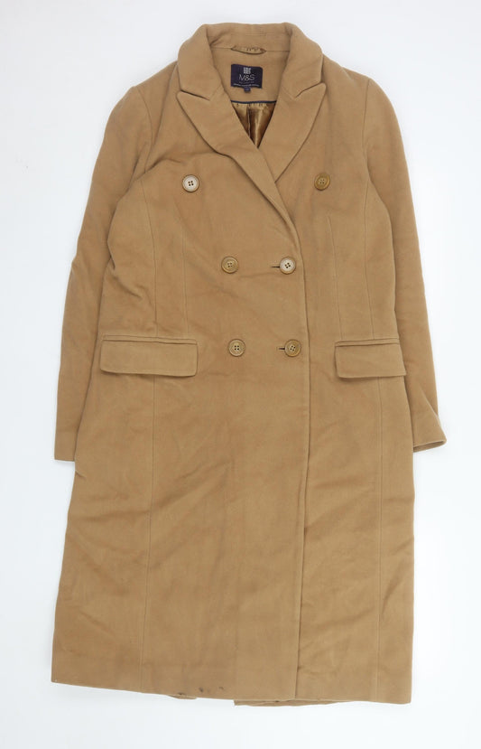 Marks and Spencer Women’s Beige Wool Cashmere Long Trench Coat Size 10