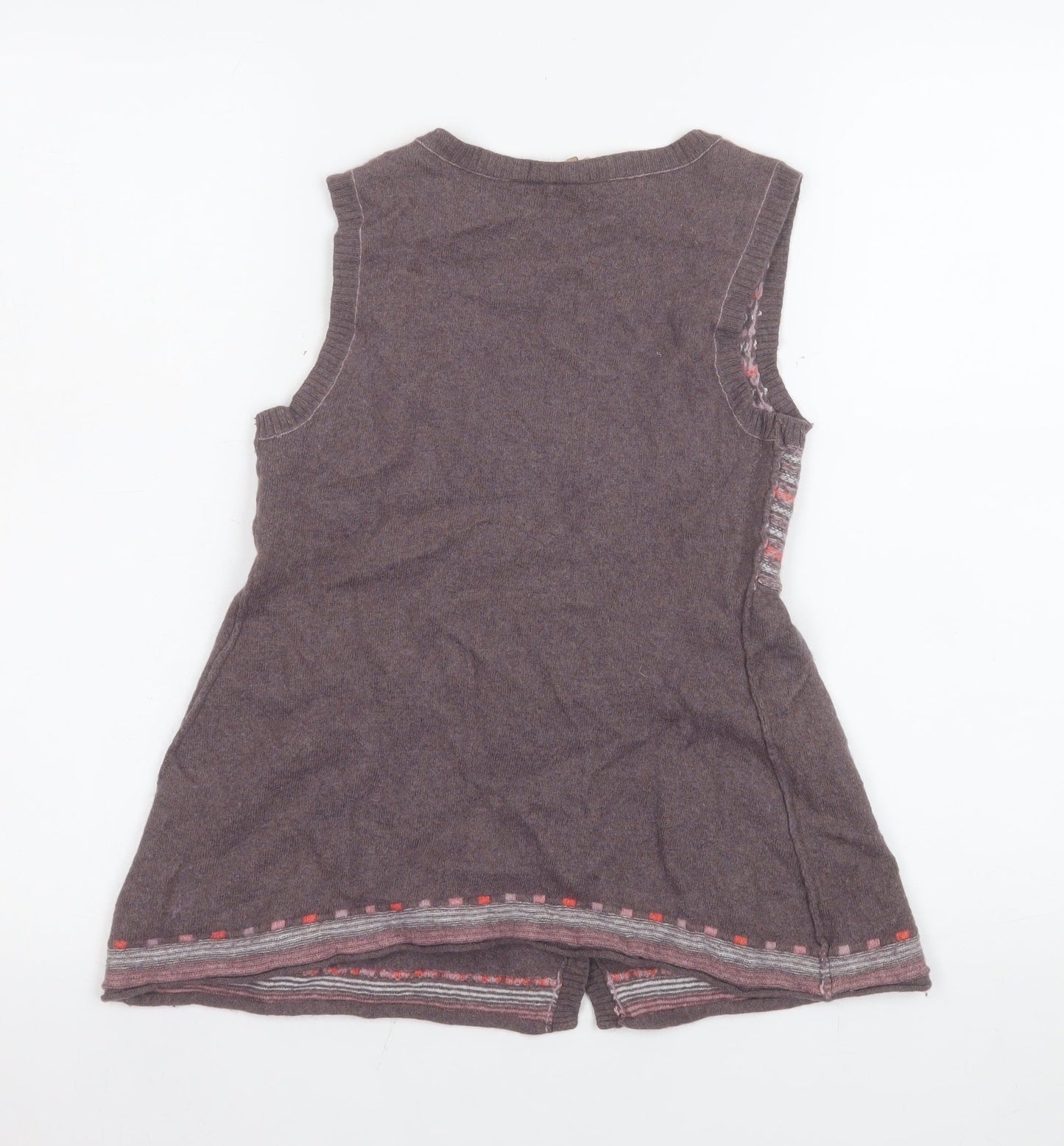 White Stuff Womens Brown Fair Isle Sleeveless Cardigan Size 8