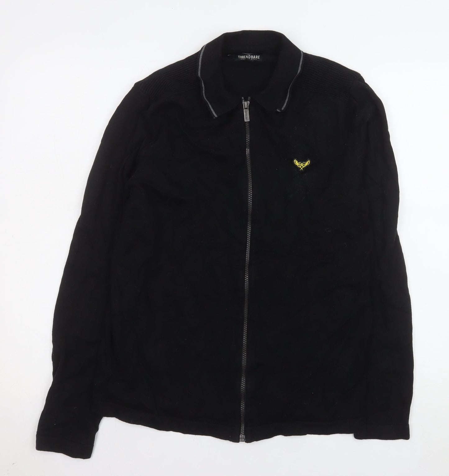 Threadbare Men's Black Cotton Full Zip Basic Jacket Size M