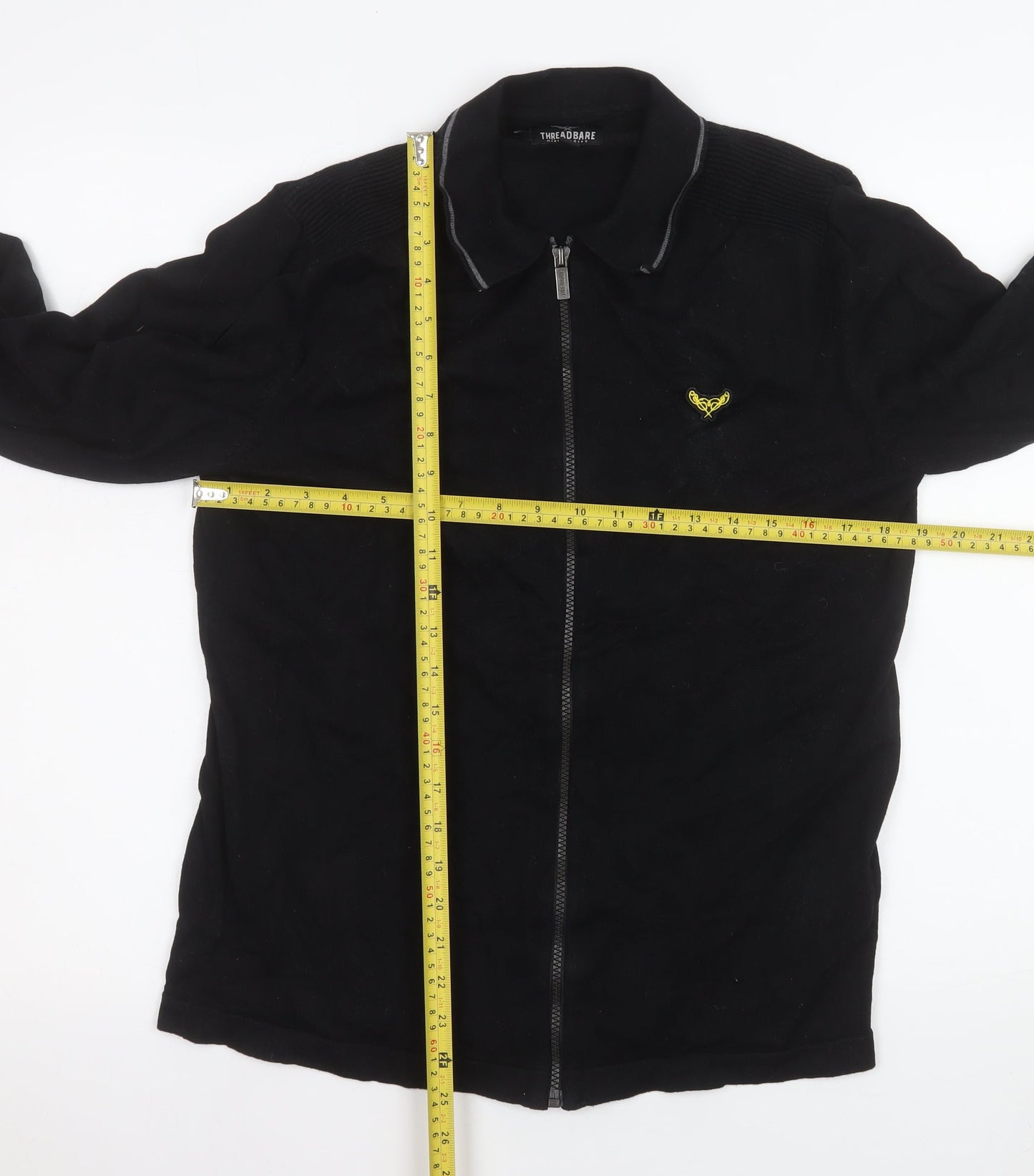 Threadbare Men's Black Cotton Full Zip Basic Jacket Size M