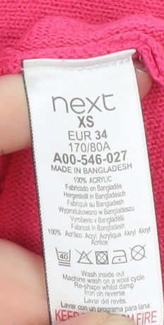Next Womens Pink Orange Colour Block Acrylic Crew Neck Jumper XS