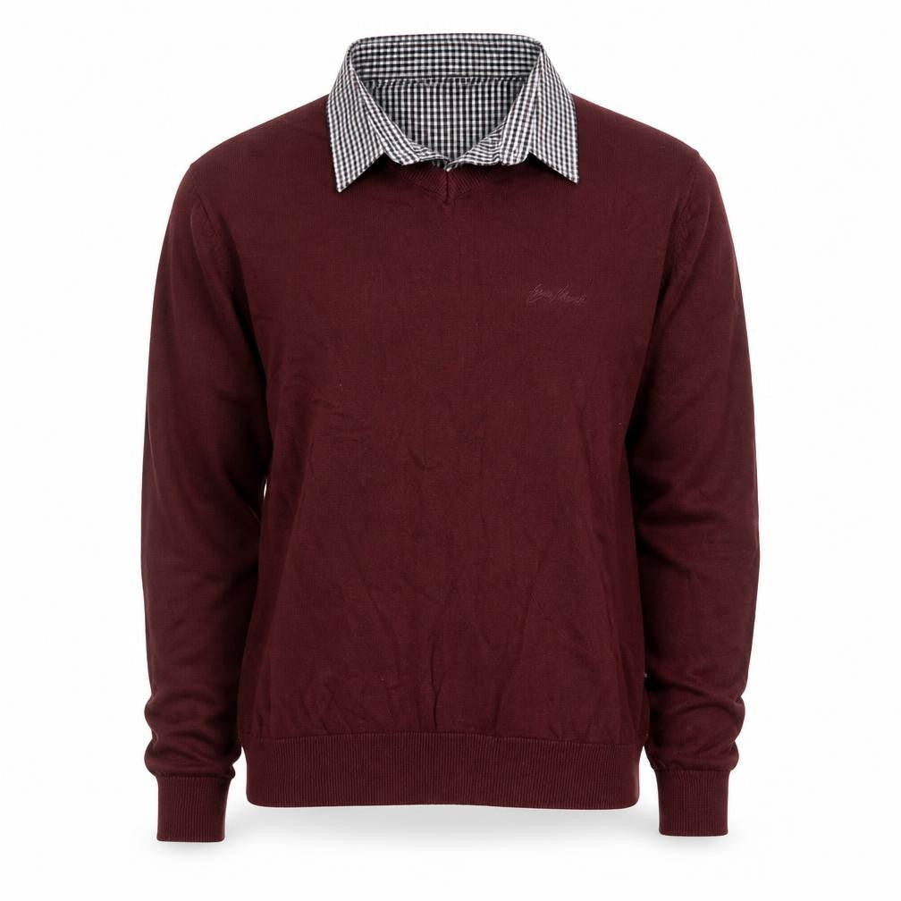 Enzo Moretti Men's Red XL Pullover V-Neck Cotton Sweatshirt