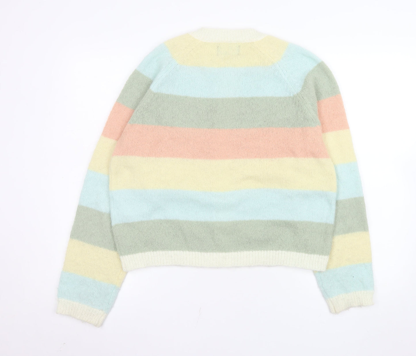 Pieces Womens Multicoloured Striped Cardigan M Knit Crew Neck