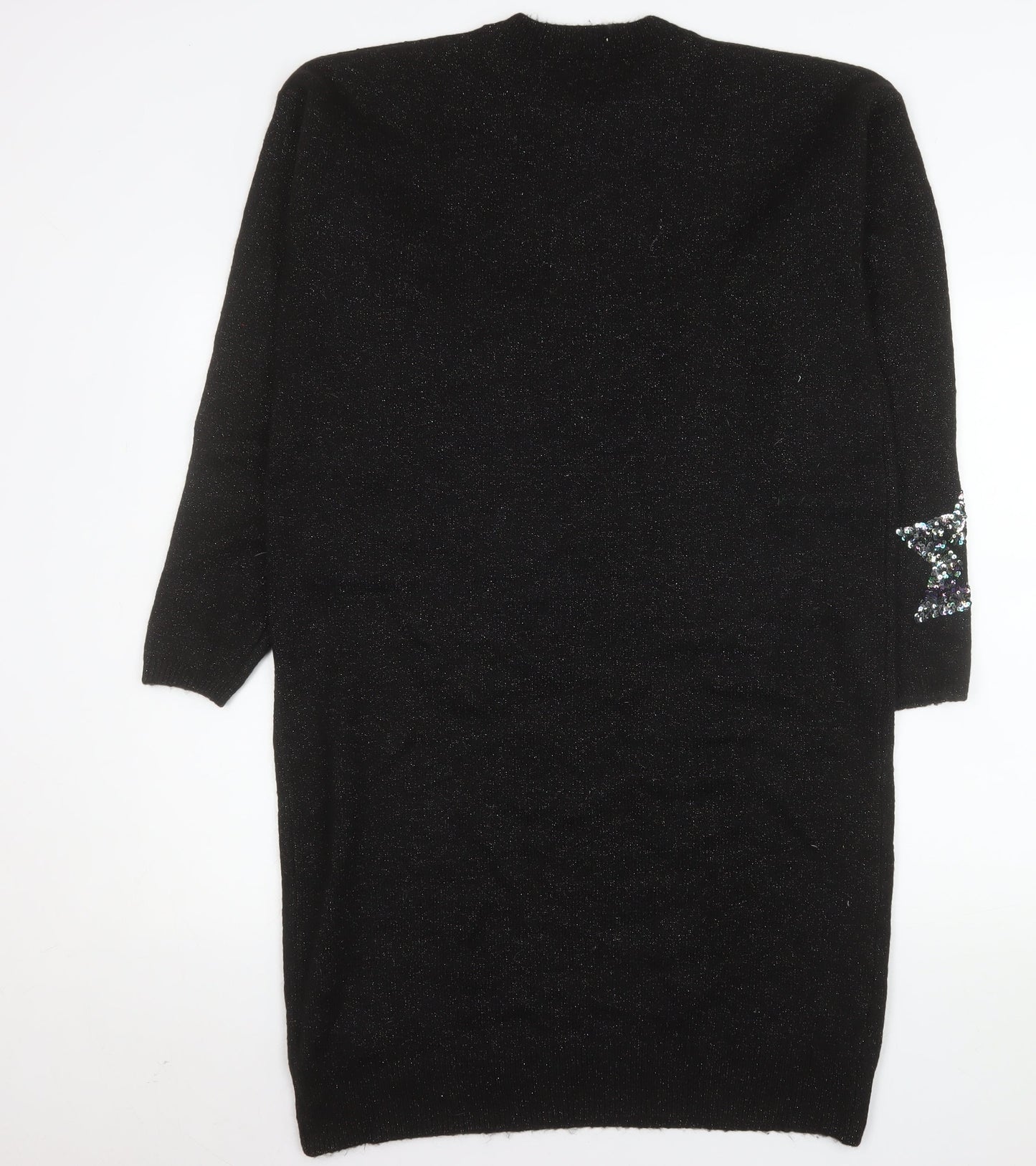 Next Girls Black Sequin Star Knit Sweater Dress 16 Years Party Winter