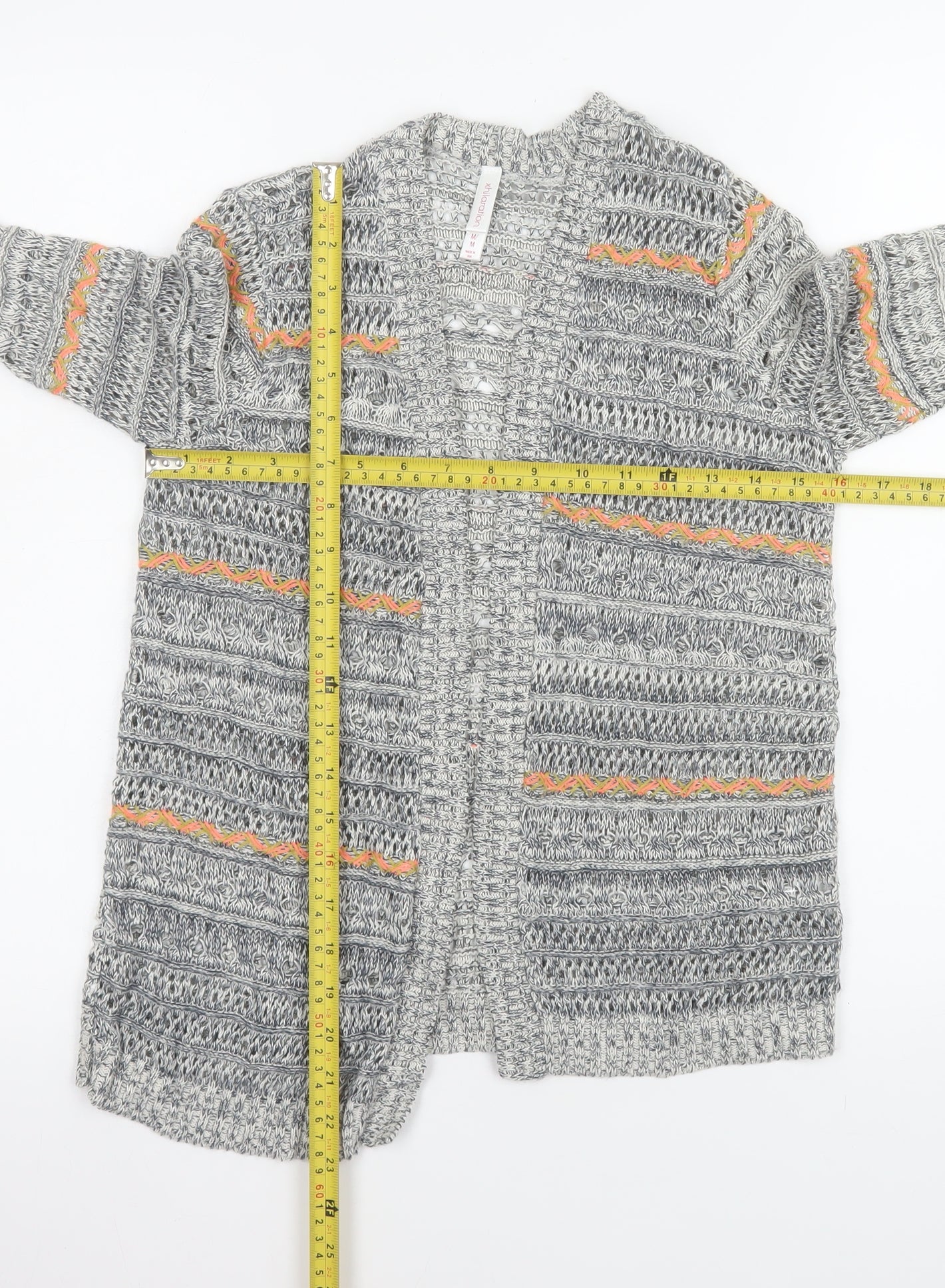 Xhilaration Women’s Grey Open Knit Boho Cardigan Size M