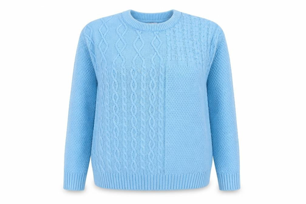 Mantaray Women Blue Cable-Knit Jumper Size 14 Cotton Blend