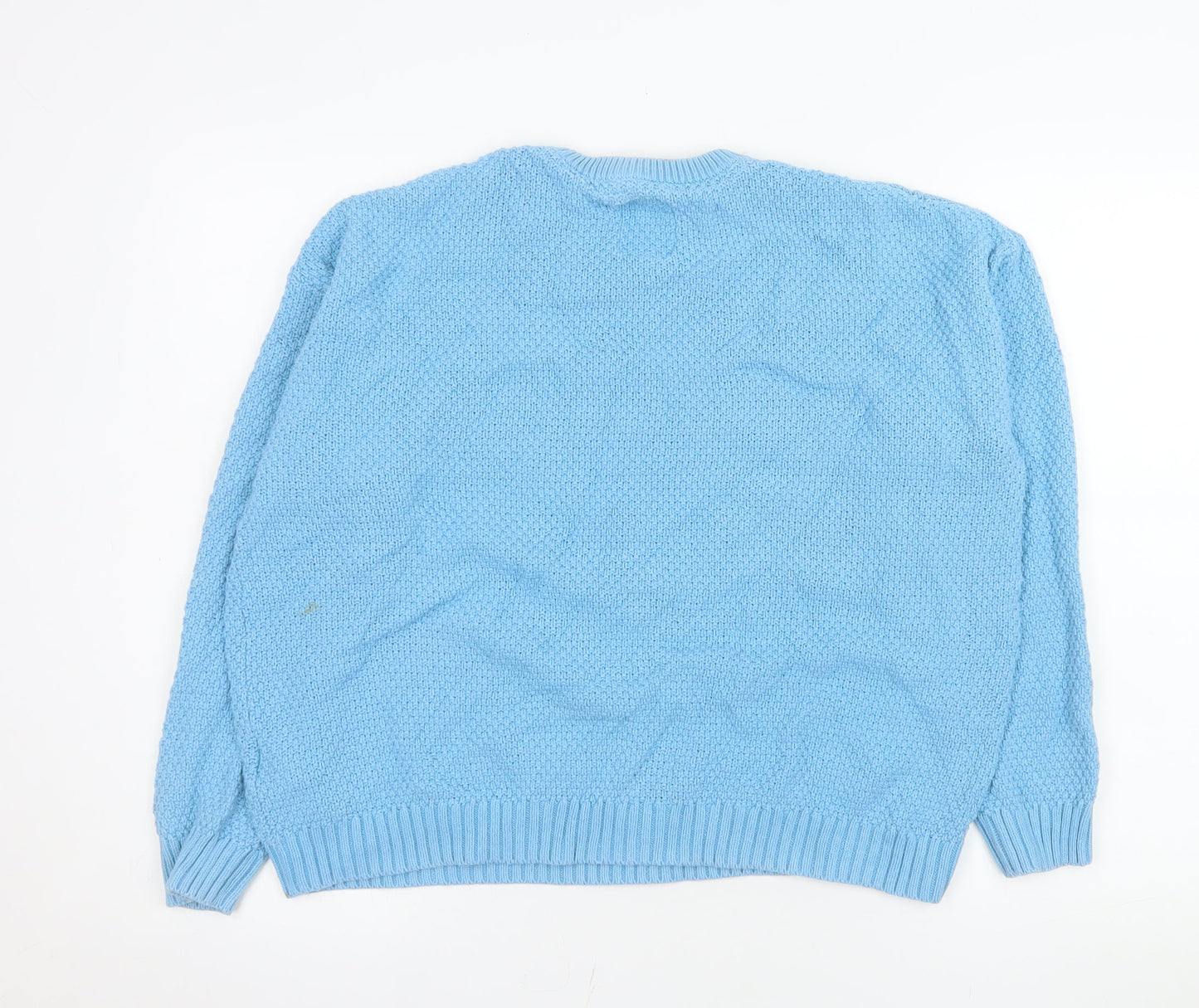 Mantaray Women Blue Cable-Knit Jumper Size 14 Cotton Blend
