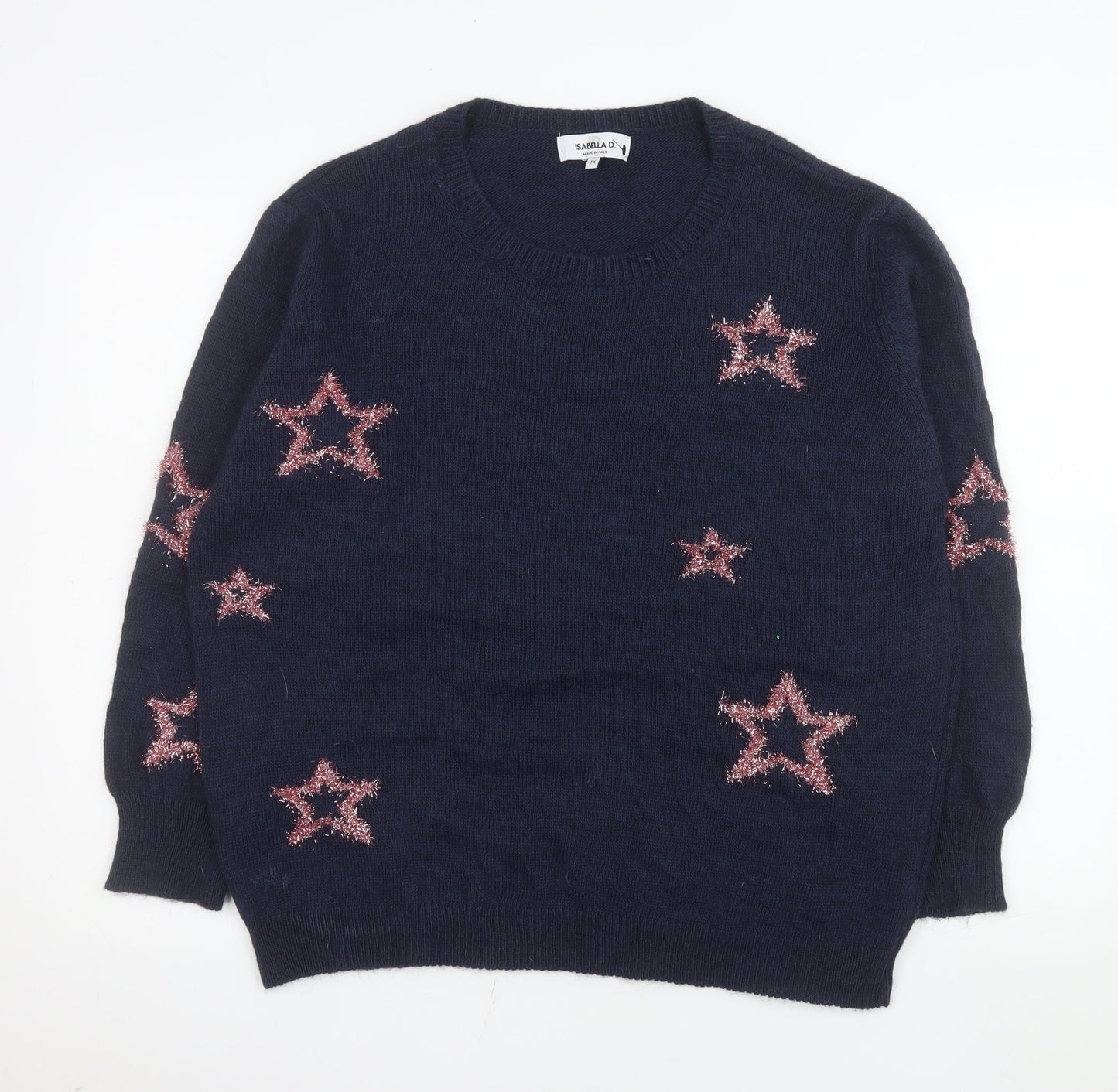 Isabella D. Women's Blue Star Knit Pullover Jumper Size 18 Plus