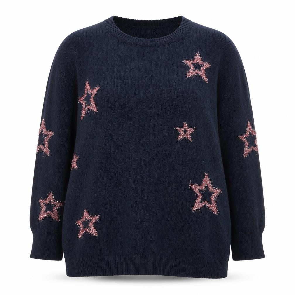 Isabella D. Women's Blue Star Knit Pullover Jumper Size 18 Plus