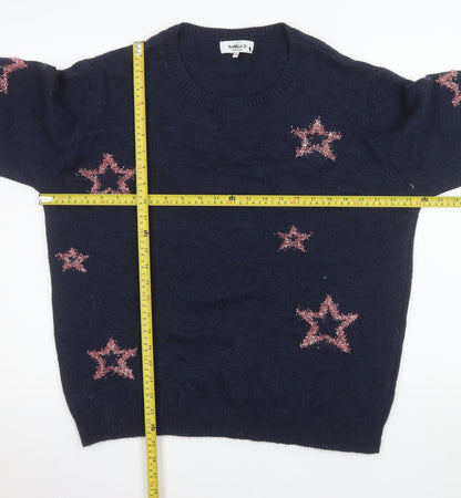 Back view of Isabella D. Women's Blue Star Knit jumper, size 18 Plus