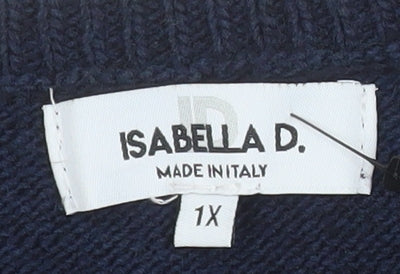 Brand and care label for Isabella D. Women's Blue Star Knit jumper, size 18 Plus