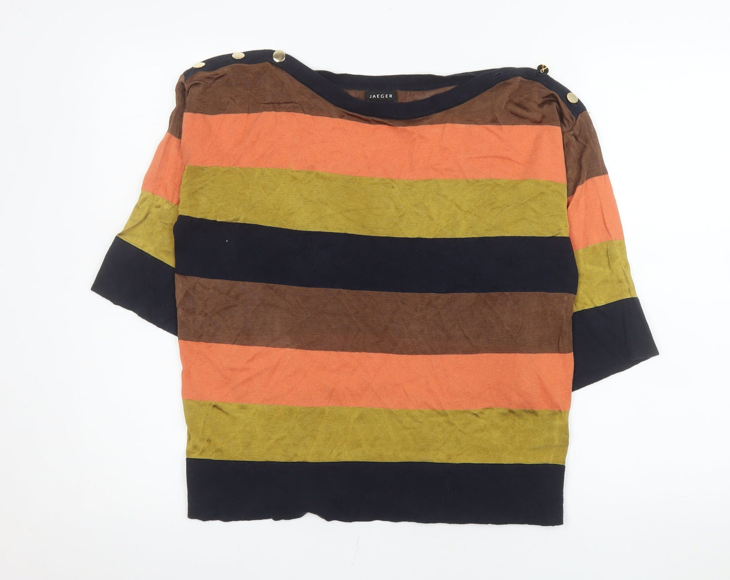 Jaeger Women’s Multicoloured Striped Knit T-Shirt Short Sleeve S