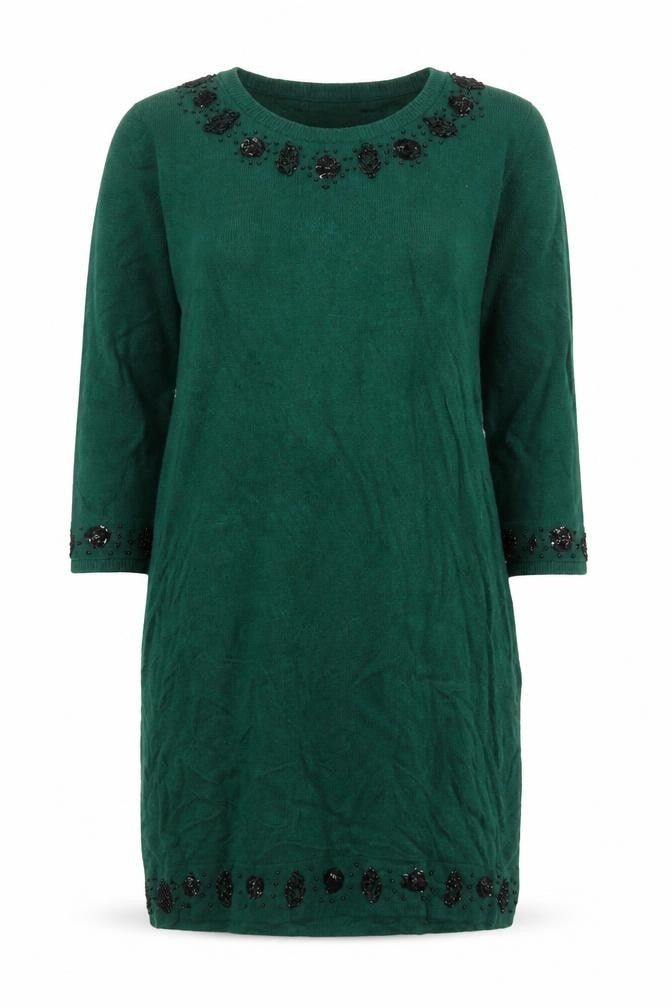 Dickins & Jones Women's Green Beaded Knit Shift Dress M