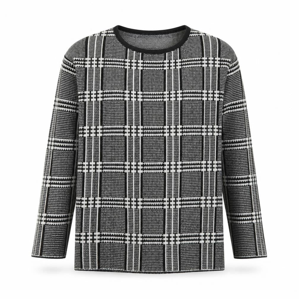 Marks & Spencer Womens Grey Check Knit Jumper UK 14