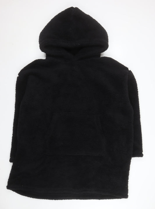 Huggable Hoodie Womens Black Fleece Oversized Hooded Robe One Size