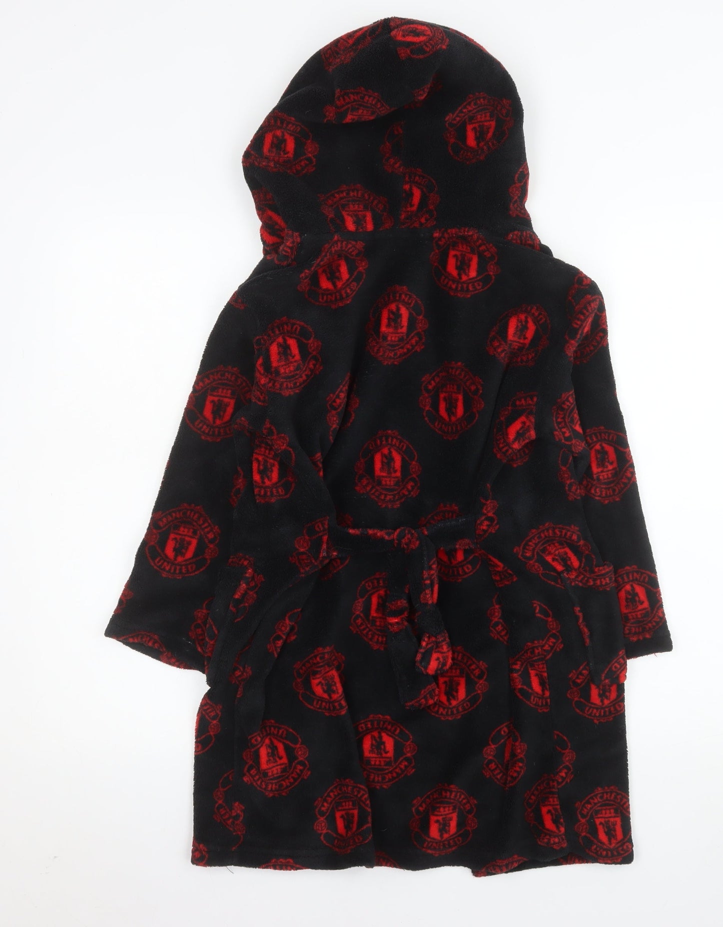 Manchester United Boys Black Fleece Hooded Robe 6-7 Years