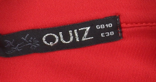 Quiz Women Red Fitted Long Sleeve Single-Breasted Blazer Size 10