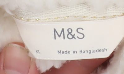 Marks and Spencer Women Ivory Fleece Pullover Sweatshirt XL
