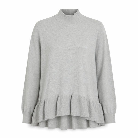 Vero Moda Women's Grey Ruffle Hem Mock Neck Long Sleeve Tunic Top Size M