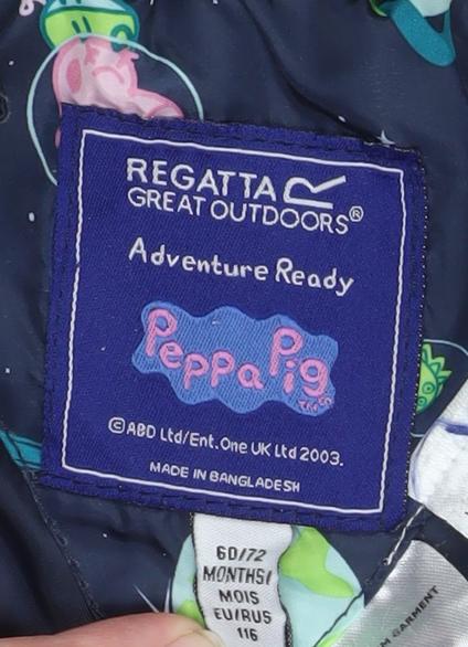 Regatta Girls Blue Peppa Pig Winter Snowsuit 6 Years Hooded Puffer