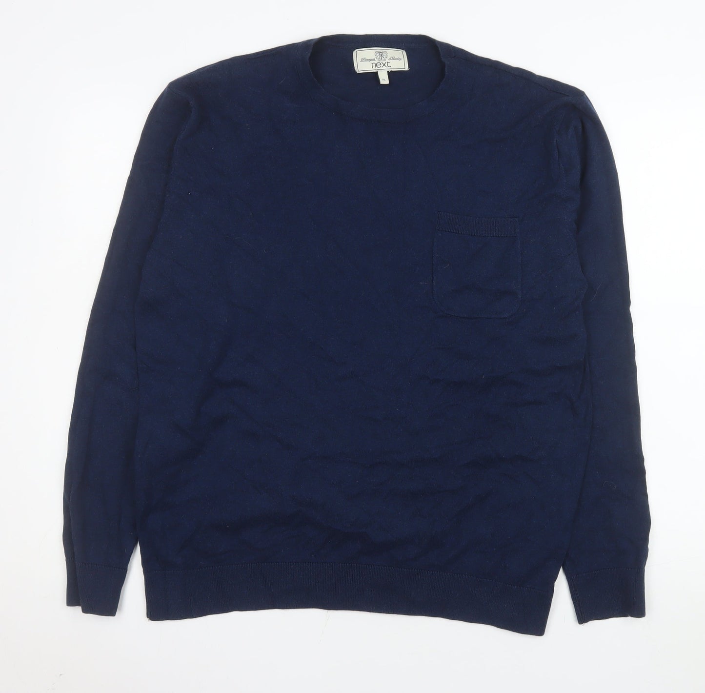 Next Men’s Blue XL Cotton Crew Neck Pullover Jumper