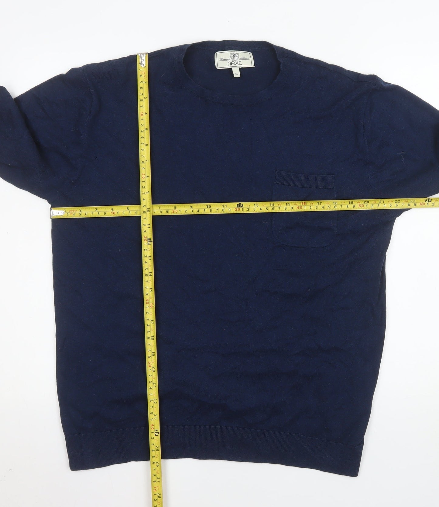 Next Men’s Blue XL Cotton Crew Neck Pullover Jumper