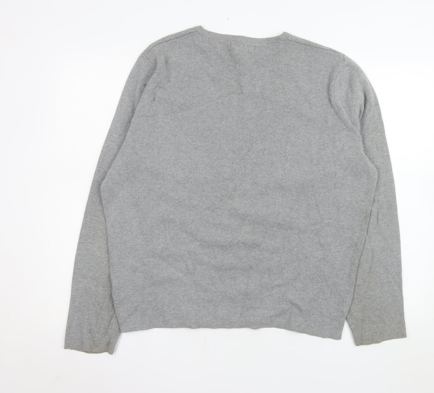 Marks and Spencer Men's Grey Cotton Crew Neck Pullover Jumper L