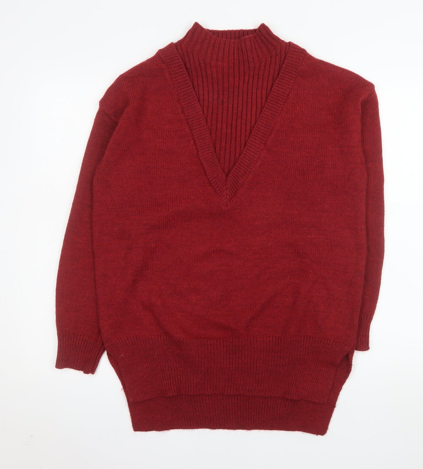 Next Men’s Red V-Neck Pullover Jumper Size S Knit Acrylic Blend