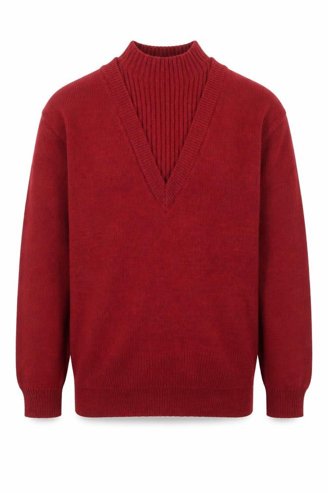 Next Men’s Red V-Neck Pullover Jumper Size S Knit Acrylic Blend