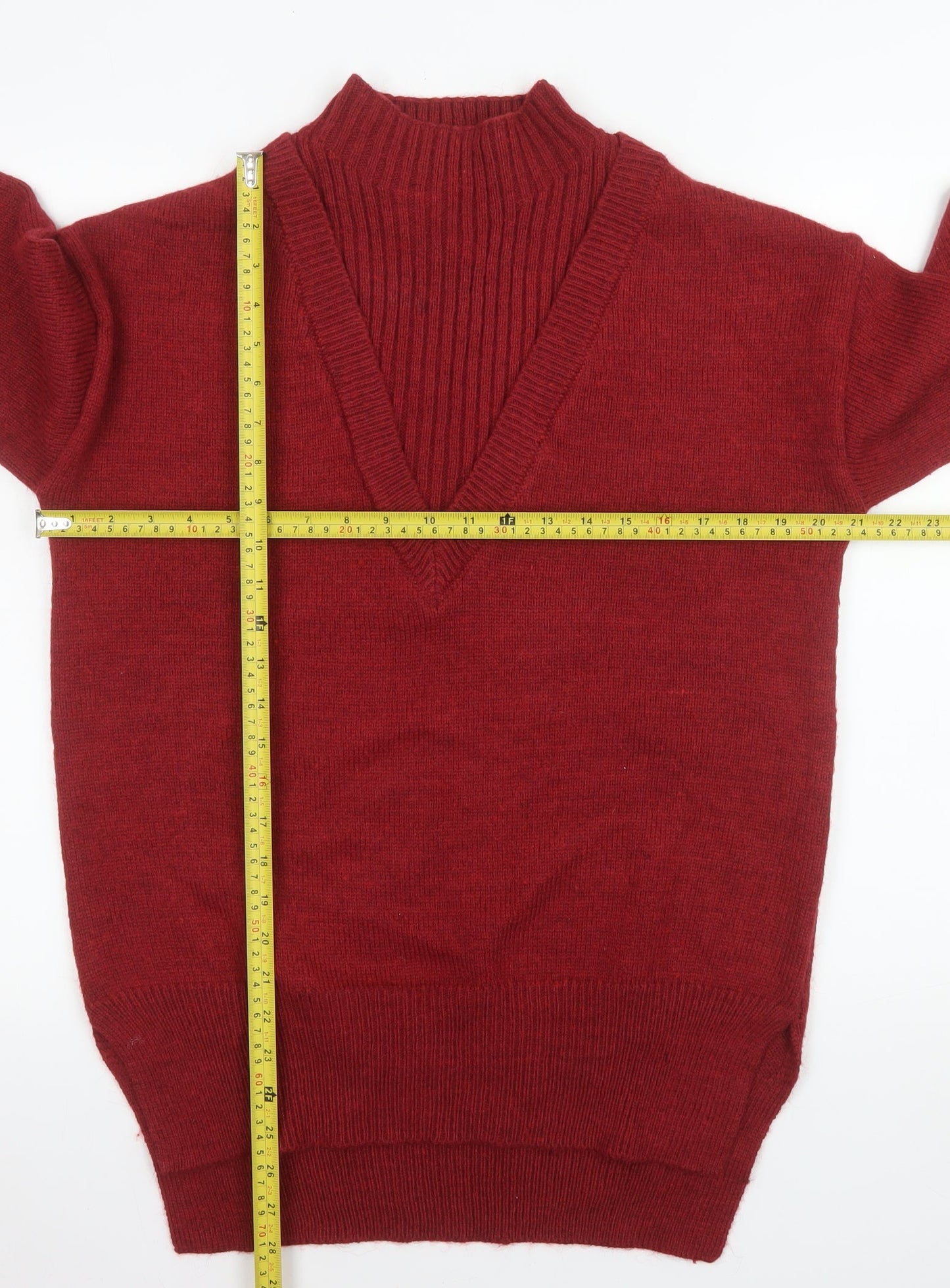 Next Men’s Red V-Neck Pullover Jumper Size S Knit Acrylic Blend