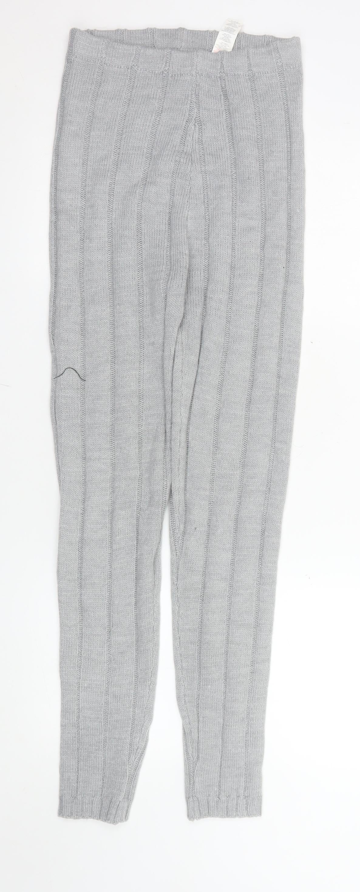 PrettyLittleThing Women’s Grey Knit Leggings S Regular Acrylic