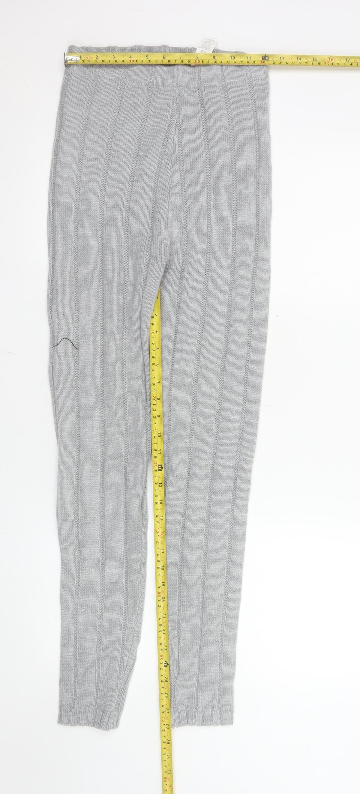 PrettyLittleThing Women’s Grey Knit Leggings S Regular Acrylic