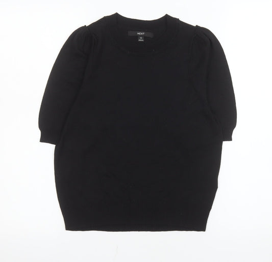 Next Women’s Black XS Puff Sleeve Crew Neck Short Sleeve Top