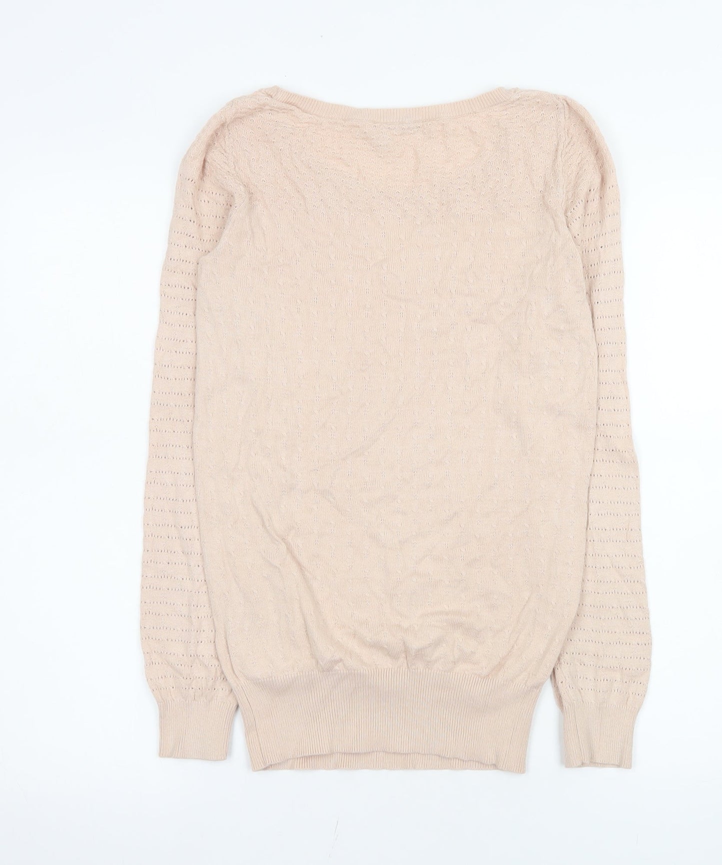 Oasis Women’s Beige Knit Long Sleeve Scoop Neck Blouse Size M