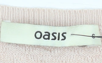 Oasis Women’s Beige Knit Long Sleeve Scoop Neck Blouse Size M