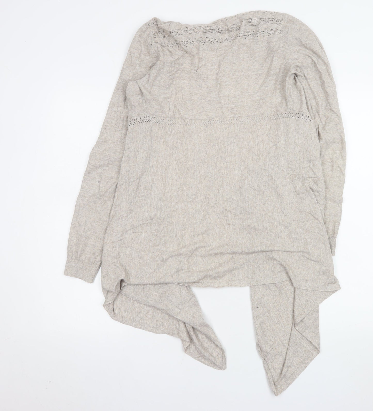FatFace Women Beige Cotton Open Knit Long Sleeve Cardigan Size 10