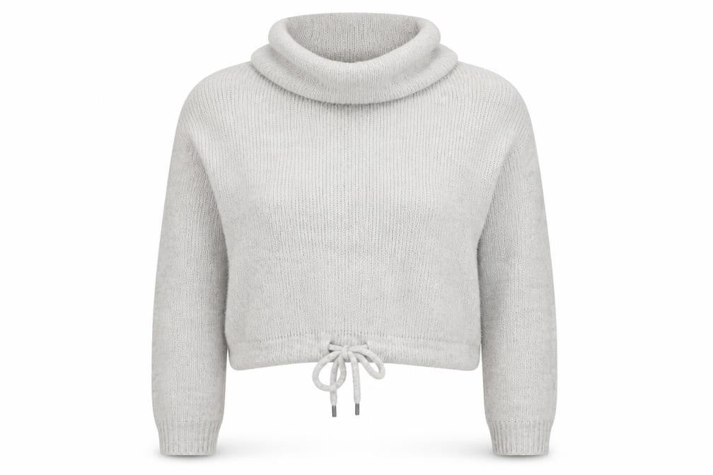 H&M Women’s Grey Roll Neck Drawstring Hem Jumper XS