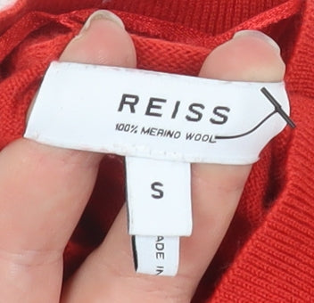 Reiss Women's Red Merino Wool Roll Neck Long Sleeve Knit Top Size S