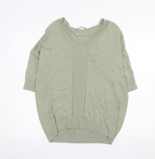 Parfois Women’s Green V-Neck Relaxed Knit Blouse One Size