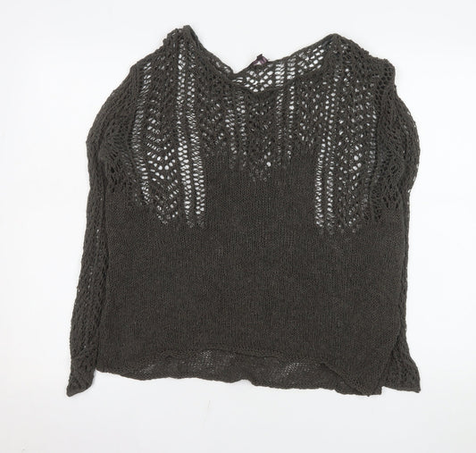 Phase Eight Women's Brown Open-Knit Cotton Jumper Size S
