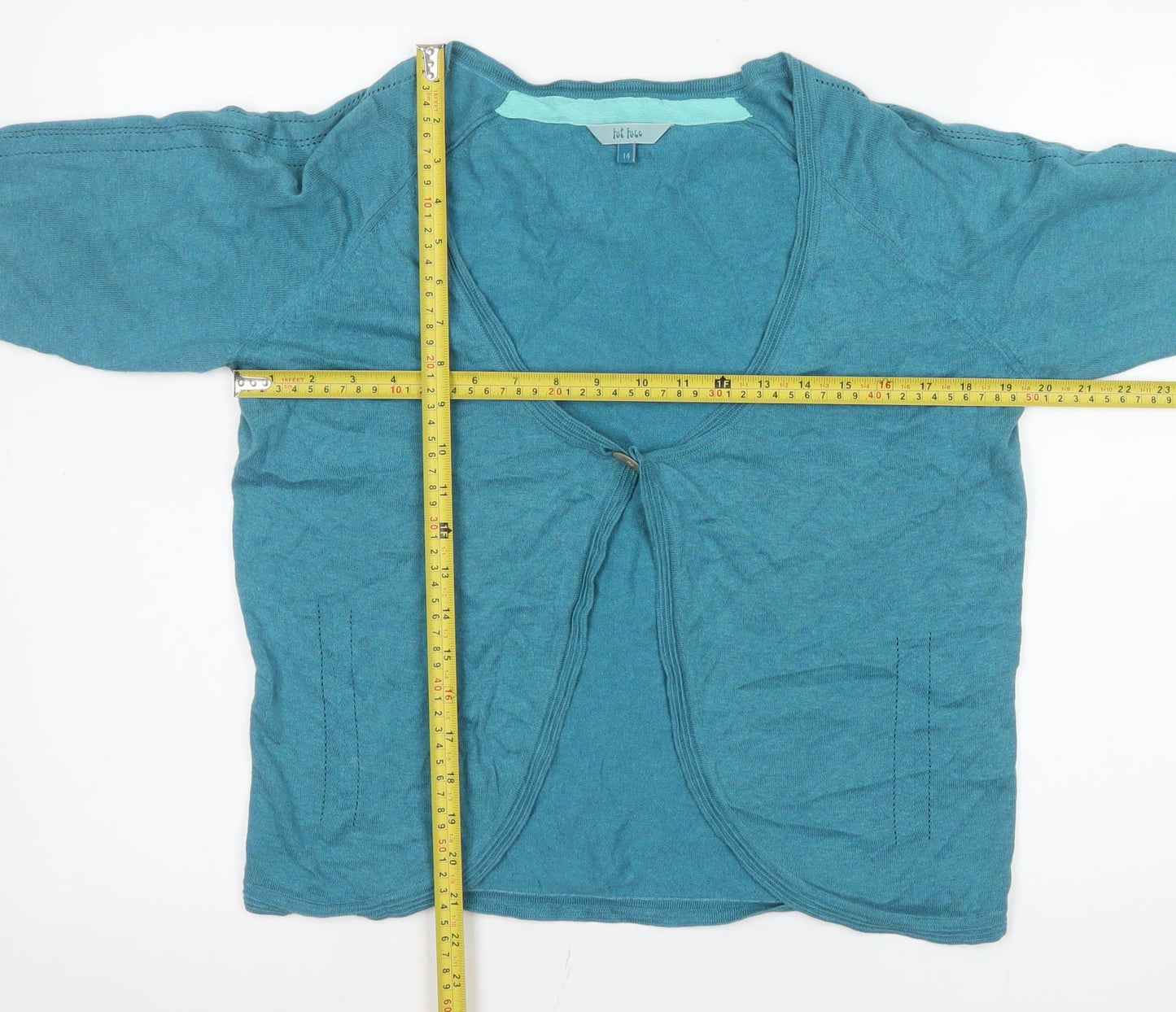 Fat Face Women’s Blue Cotton Short Sleeve Open Cardigan Size 14