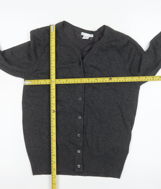 H&M Women’s Grey Knit Button Cardigan Jumper Size S