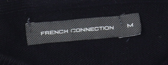 French Connection Men's Black Henley Jumper Size M Acrylic Knit